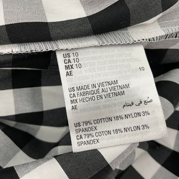Charter Club Women Gingham,Print Tie,Hem Shirt, Deep Black Size 10 (Z137) - Picture 5 of 6